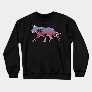 Wolf Beautiful Sunset Beach Palm Tree Crewneck Sweatshirt